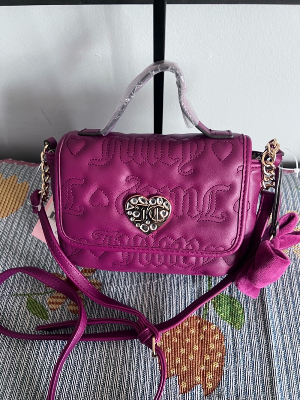 Juicy Couture Pink Quilted Heart Crossbody Bag